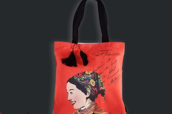  Tote linen bag printed with Vietnamese women-Miss Hue
